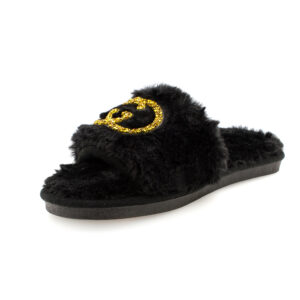 Black Fur Slipper